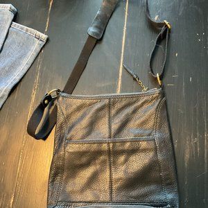 The Sak Crossbody, black leather purse with multiple pockets